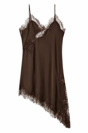 ASYMMETRIC LACE SLIP DRESS